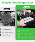 Comparison of dirty vs new Mazda All In One Engine Air Filter And Cabin Air Filter Set For 2013 Through 2023 Mazda CX5 2.0L 2.5L.