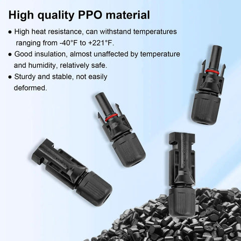 DIY Ready Solar Panel Connector Kit With 40 Pieces And 20 Pairs, Male And Female Connectors, IP67 Waterproof, PPO Material