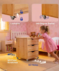 Heavy Duty 1.5 Inch Threaded Stem Caster Wheels With M8x20mm Swivel Screw Base support a wooden drawer unit in a child’s room.