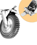 Six Inch Rubber Caster Wheels Heavy Duty Anti Skid Swivel Casters With Silent 360 Degree Rotation Ball Bearings brake close-up