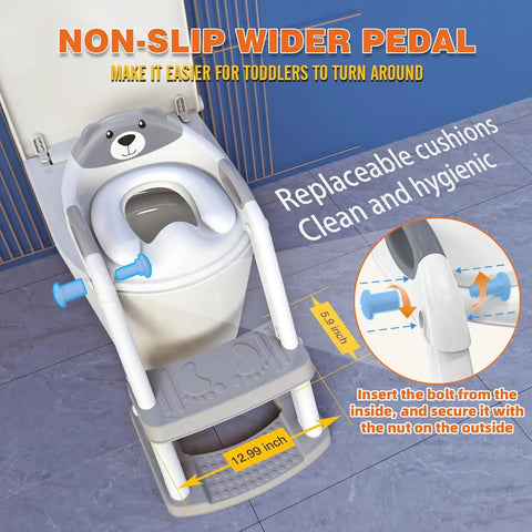 Toddler Potty Training Seat And Step Stool Combo 2 In 1 Foldable Bathroom Chair With Anti Slip Grip Easy Peasy Setup That Grows With Your Kiddo For Quick Hygiene Routines