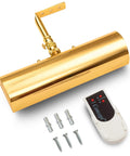 Wireless Battery Operated Picture Light With Remote Control No Wires Needed Dimmable Wall Mount Polished Brass 7.75 Inch LED Art Light