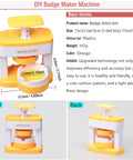 Effortless DIY Pin Button Maker Kit For Creative Kiddos, Smooth 2.16 Inch Badge Press Machine in orange with easy user design.