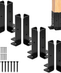 8 Pack Adjustable Deck Post Anchor Base Brackets Built Tough For 1.5x1.5, 2x2, 2x4, 4x4 Posts in black with screws included.