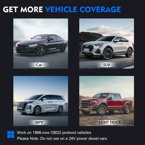 Awesome OBD2 Bluetooth Code Reader For Android iOS And Windows Fast 38Kbps Data Transfer Auto Sleep And Wake Overload And Heat Protection ELM327 Compatible Car Scanner With BT3 And BLE4 Support for multiple vehicle types including car, SUV, MPV, and light truck.
