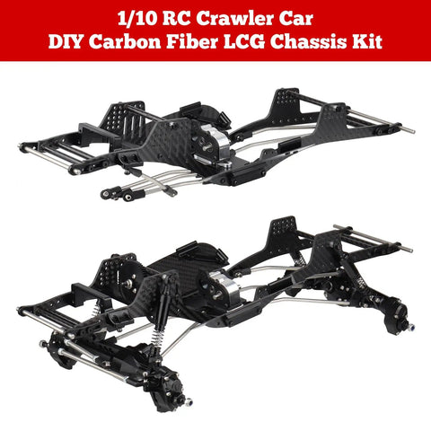 Carbon Fiber LCG RC Chassis Kit With Transmission And Drive Shaft For Axial SCX10 SCX10 II Capra 1.9 UTB And Other 1/10 Scale Crawler Builds Upgrades Included.