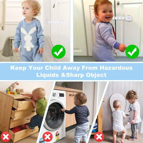 Kids using Five Pack Kids Safety Locks For Refrigerator And Cabinets No Glue Design Plastic Childproof Latches Easy Install