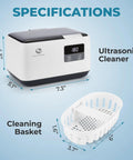 Powerful 45KHz Cleaner With 20oz Capacity And Cleaning Basket, 304 Stainless Steel Tank, 5 Modes, Ideal For Jewelry, Glasses