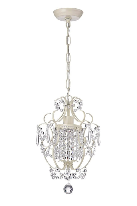 Glam Crystal Mini Chandelier With Ivory Hardware One Light Ceiling Fixture For Bedroom Closet Girls Room And Kitchen Island