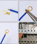 160 Piece Copper Ring Terminal Kit With M3 M4 M5 M6 M8 M10 Brass Wire Connectors Open Barrel Cable Lugs in use