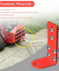 Heavy Duty 3/4 Inch Trailer Hitch Kit With Latch, U-Bolt, Nuts, Washers And R Clip installed on red lawn mower.