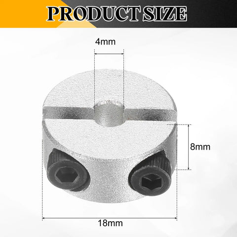Eight Piece Double Split Shaft Collar Set 4mm Bore 18mm Outer Diameter 8mm Thick Aluminum Alloy Set Screw Clamp On Collars