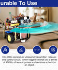 Robotic vehicle with Quad Pack Ultrasonic Distance Sensor Modules with Mounting Brackets for Arduino R3 Mega 2560