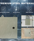 Heavy Duty Waterproof Electrical Enclosure 16 X 12 X 8 Inches Outdoor Weatherproof Junction Box With Reinforced Lock Gray on a stormy background.