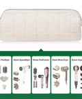 Grab And Go Travel Hair Tools Organizer Case For Dyson Airwrap And Shark FlexStyle Attachments, beige case with tools lineup
