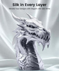 3D printed dragon using Silk PLA Plus Filament 1.75mm 1kg Silver With Chrome Like Gloss Finish And Smooth Silk Texture