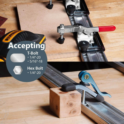 24 Inch Straight Edge Clamp Guide for Circular Saw Router Jigsaw and Drill Press in woodwork setup, top and side view
