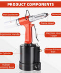 Heavy Duty Pneumatic Pop Rivet Gun And Air Riveter Tool For Fastener Assembly with ergonomic handle and air cylinder components.