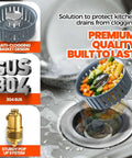 Three In One Sink Stopper And Strainer Set with Anti Clog Basket, SUS 304 stainless steel shown protecting kitchen drain, 2 Pack