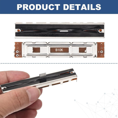 2 Pcs Linear Slide Potentiometer 10K Ohm 3 Pin With 8x8mm Knob 88mm Length 60mm Travel Fader Style Variable Resistors
