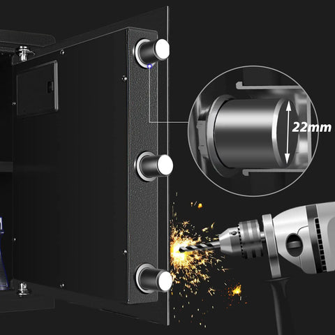 Fingerprint Safe Box For Home And Office With Fast Biometric Access And PIN Code Backup, showing door bolts and lock mechanism.