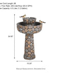 Two Tier Stone Like Outdoor Water Fountain With Birds Bird Bath Waterfall Decor Freestanding Garden Yard Patio Porch Includes Pump Weatherproof Resin 24.41 Inches Tall with dimensions