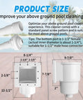 Universal Above Ground Pool Skimmer Kit With Accessories For Standard 6 Inch Wall Openings Replaces SP1090 with dimensions