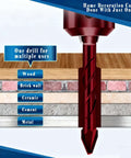 Larouoba 10pc red crooked-head eccentric drill bit set; for wood, brick, ceramic, cement, metal