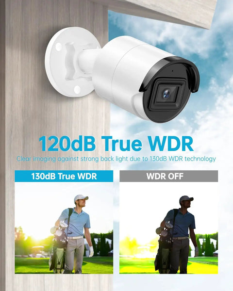 4K 8MP AcuSense PoE Bullet IP Camera for indoor outdoor surveillance with human and vehicle detection, mounted angle view.