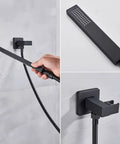 UMJIGF Shower System Black Led Digital Display Shower Faucet Set with Waterfall Tub Spout, Wall Mounted Shower Combo Set Brass Mixer Shower with Handheld Shower, Led Shower Head,10 Inch featuring sleek handheld shower and mount.