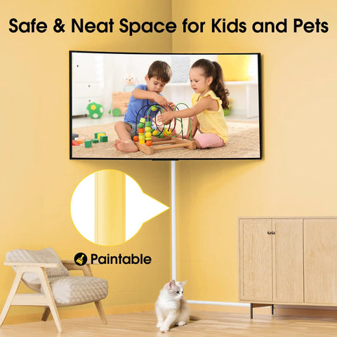 Large Corner Cable Concealer for walls floors and ceilings, installed on painted wall, shows kid-safe environment