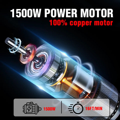 Super Durable 1100 Lb Electric Hoist Winch In 3 1 Design With 25 Ft Lifting Height And Overload Protection showing 1500w copper motor components.