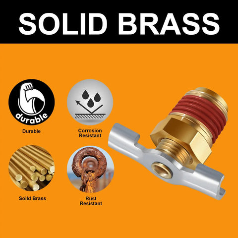 Solid brass drain valve with wing nut, corrosion and rust-resistant, Three Pack Brass Wing Style Drain Valve With Wing Nut Handle.