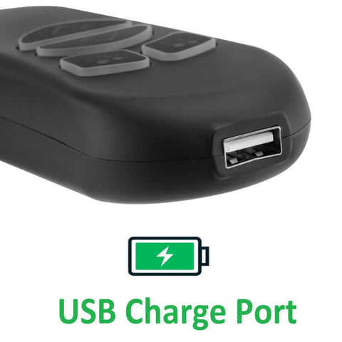 4 Button Lighted Remote Replacement With USB Charging Port For Dual Motor Lift Chair And Power Recliner Model DL SK 109 2 002 Easy Install Durable Build Fits Straight 5 Pin Plugs, black USB port close-up