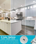 Kitchen with 4 Inch Ultra Thin LED Recessed Downlight Kit, 10W, 700 Lumens, 3 Color CCT Switchable 3000K Soft White, 4000K Cool White, 5000K Daylight
