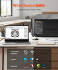Laptop connected to a 55W CO2 Laser Engraver And Cutter With 20x12 Inch Working Area Desktop Machine Built In 16MP Camera