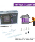 Beefed Up Micro Brushless Servo Motor SDS2451 with accessories and packaging box for RC models and robotics.