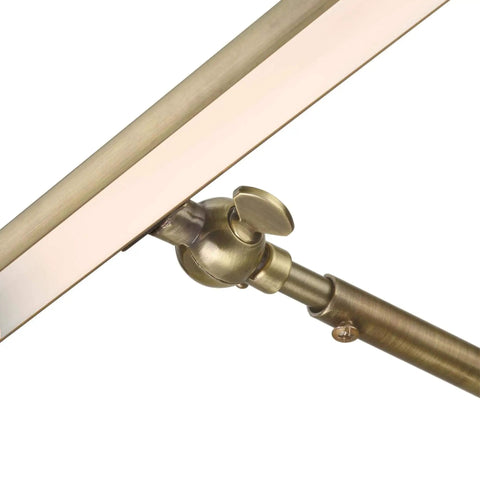 Close-up of decorative hinge on adjustable 14 inch LED picture light 4W antique brass finish 3000K warm glow