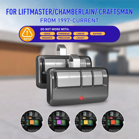 Universal Garage Door Opener Remote With Visor Clip Two Pack for LiftMaster Chamberlain Craftsman Door Openers