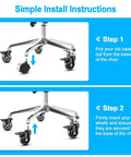 Heavy Duty 2.5 Inch Office Chair Casters With Brake Universal Fit Locking Wheels Includes Screwdriver Safe Roller Wheel Replacement For Hardwood Floors Mats Carpet And Tile Set Of 5 installation steps