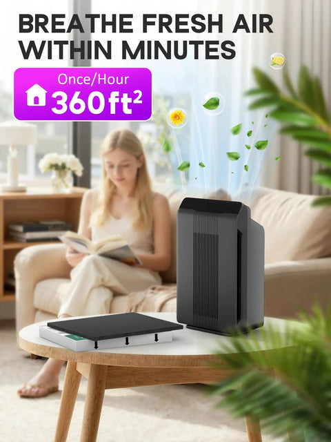 Replacement Filter Set For PlasmaWave Air Purifiers Fits C535 5300 6300 9000 C909 AM90 on table next to air purifier in living room