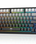 Slick 75 Percent Wireless Mechanical Gaming Keyboard With Hot Swappable Keys And Dope Dynamic RGB Lighting showing colorful backlighting.