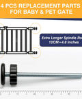 Drop Dead Solid 8mm Threaded Spindle Rods Baby And Pet Gate Replacement Parts No Hassle Swap included with diagram and measurement.