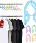 Ultra Compact Foldable Travel Hangers Set for Cruise Ship and Air Travel, 10 Piece Portable Closet Hangers with shirts displayed