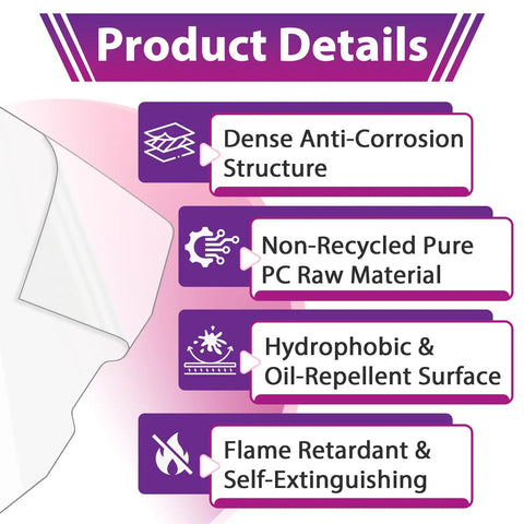 Replacement Front And Inner Lens Covers Set 271320 And 271319 For Welding Helmets, Pro Grade Durable PC Shields, Impact Resistant, Snug Fit, 30 Piece Kit To Keep Your View Clear And Welds Safe. Product details graphic showing PC lens cover features.