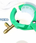 All In One Side Mount Can Tap Valve Gear For R134A And R12 With Tank Adapters, green clamp showing 1/4 inch SAE male fitting.