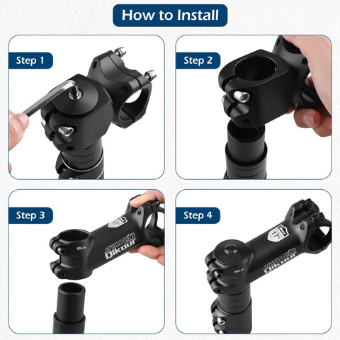 Installation process for 31.8Mm Bike Stem With 7 Degree Rise For Mountain Road And BMX Bikes, 60Mm 70Mm 80Mm and 90Mm lengths.