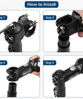 Installation steps for 31.8mm Bike Stem With 17 Degree Adjustable Rise For Mountain Road BMX MTB Black Solid Aluminum, 4 images shown.