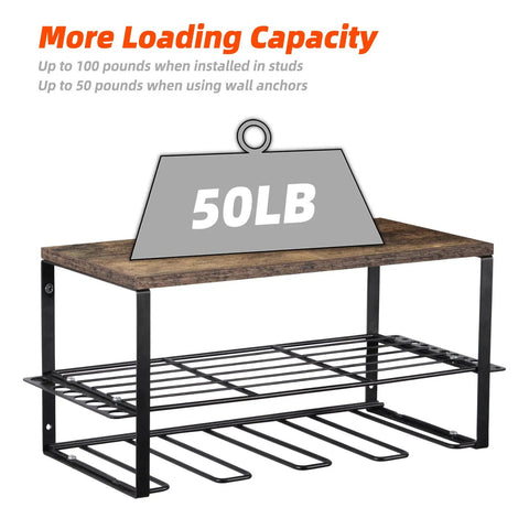 50LB capacity wooden and steel shelf of 2 Pack Power Tool Organizer Wall Mount Kit For Garage Storage