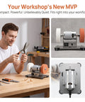Compact 96W Mini Bench Grinder With Dual Grinding Wheels Variable Speed 3000 To 6000 RPM All Copper Brushless Motor for sharpening scissors.